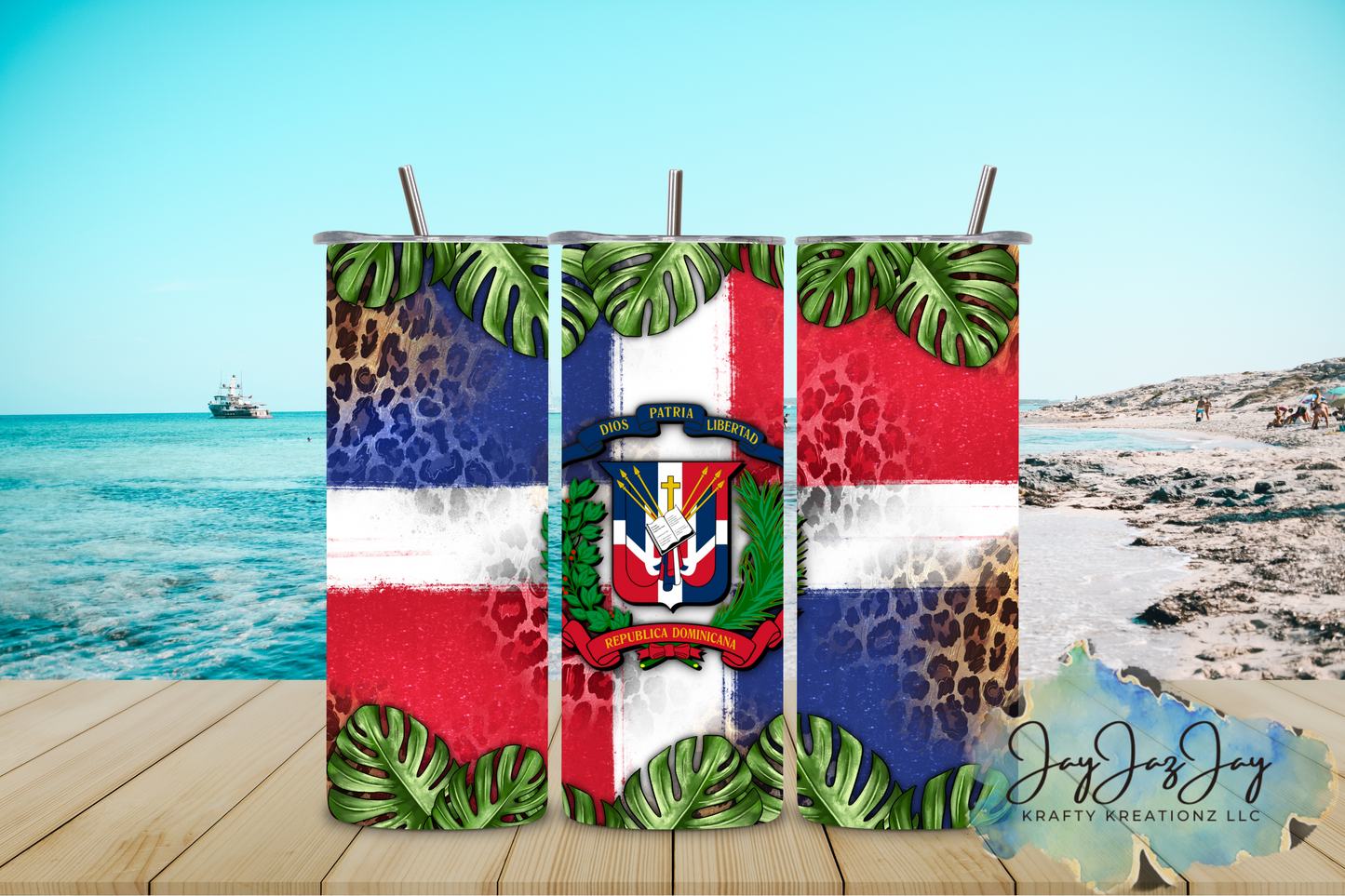 Dominican Flag Cheetah 20oz Tumbler
