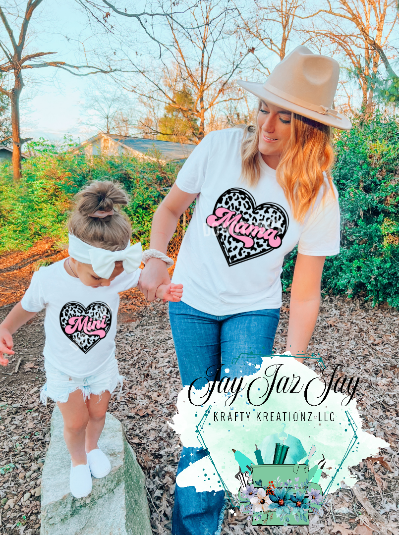 Mini & Mama Pink & Black Puff Matching Shirts