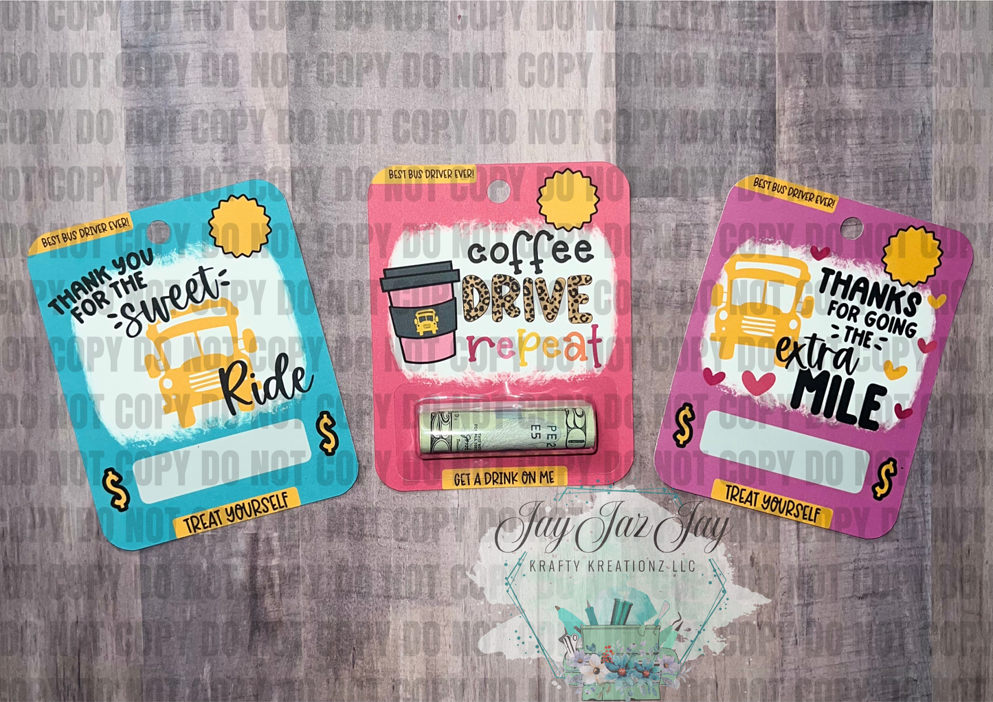 School Bus Driver Appreciation Money Cards