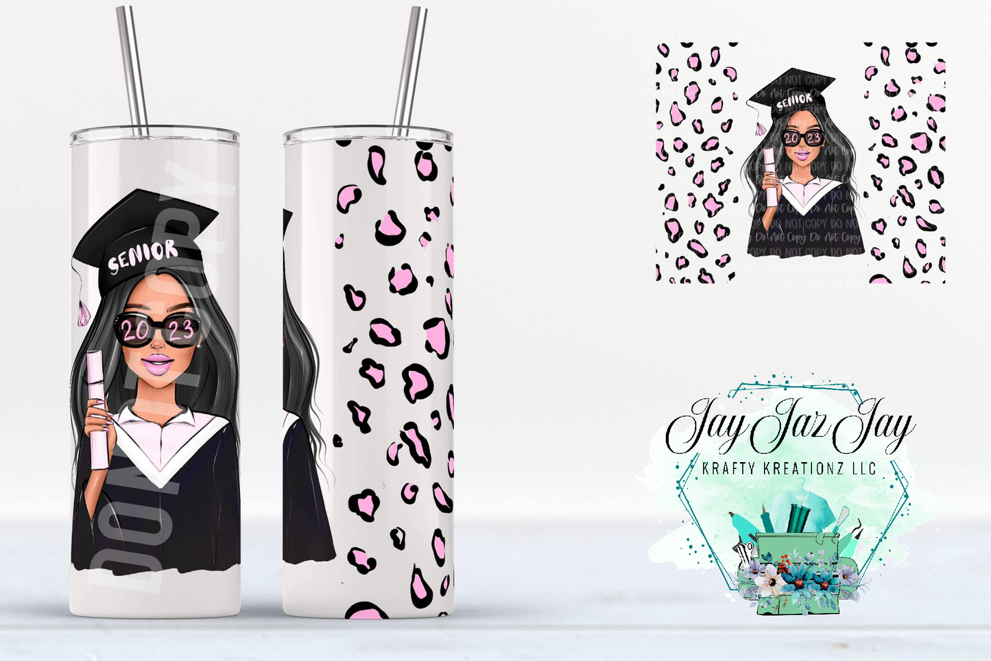 Senior Dark Hair Babe Tumbler