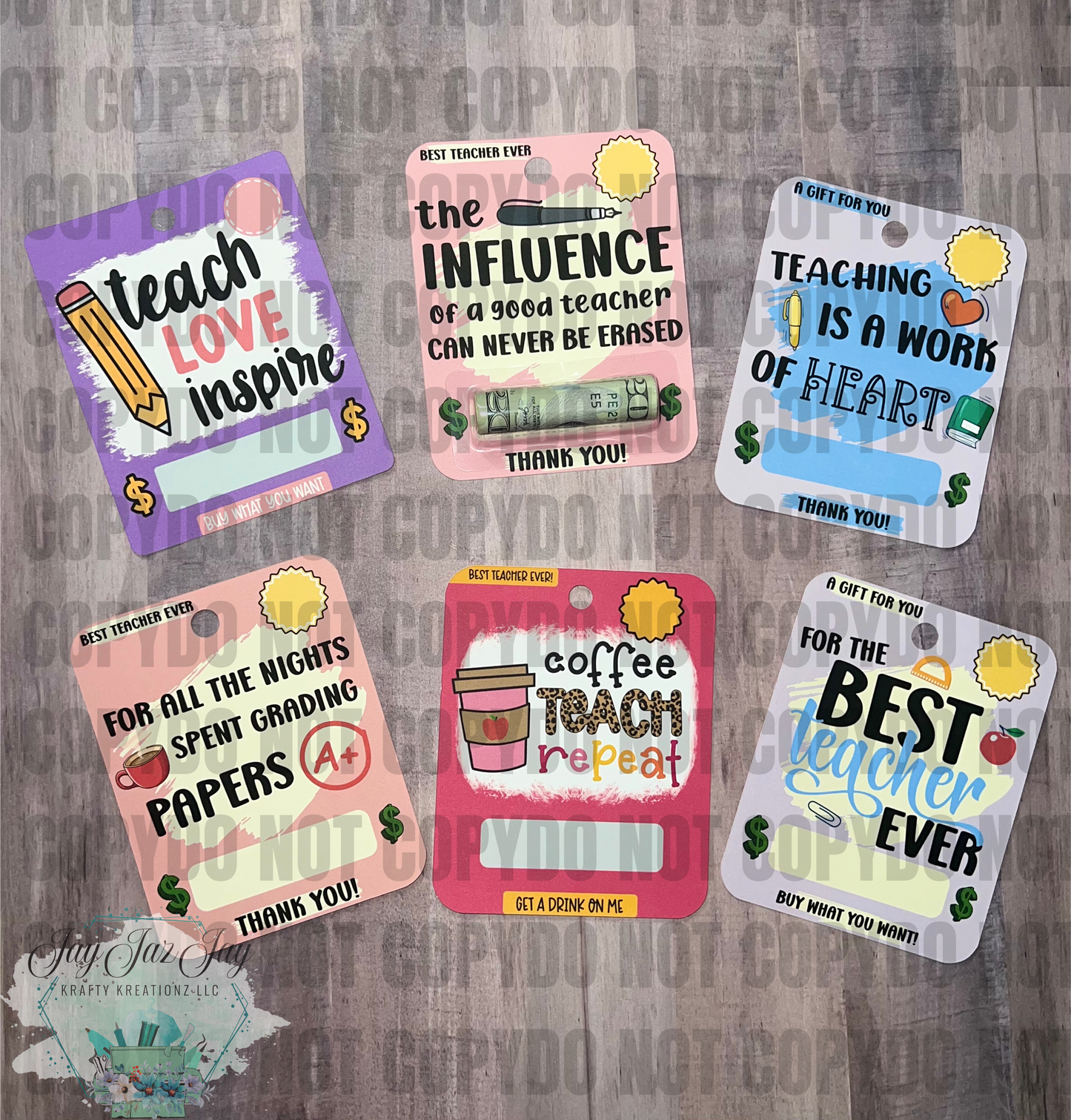 Teacher Appreciation Money Cards